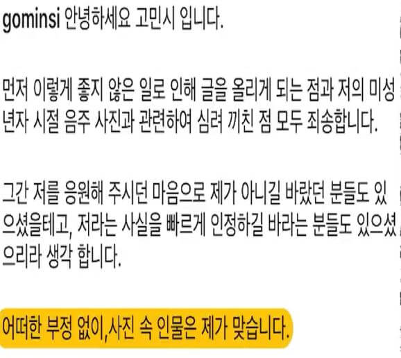 고민시 사과