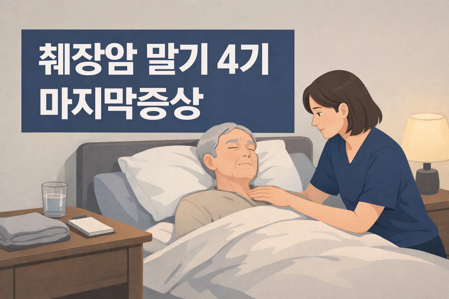 췌장암 말기 4기 마지막증상을 다룬 글의 핵심 주제를 보여주며 말기 환자 돌봄 상황에서 어떤 변화를 먼저 살펴봐야 하는지 이해하도록 돕는 썸네일 이미지