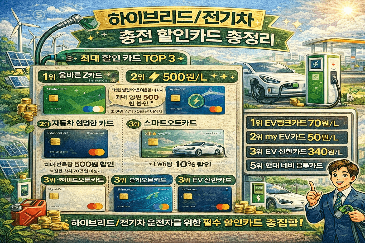 하이브리드/전기차 충전 할인 카드 총정리
