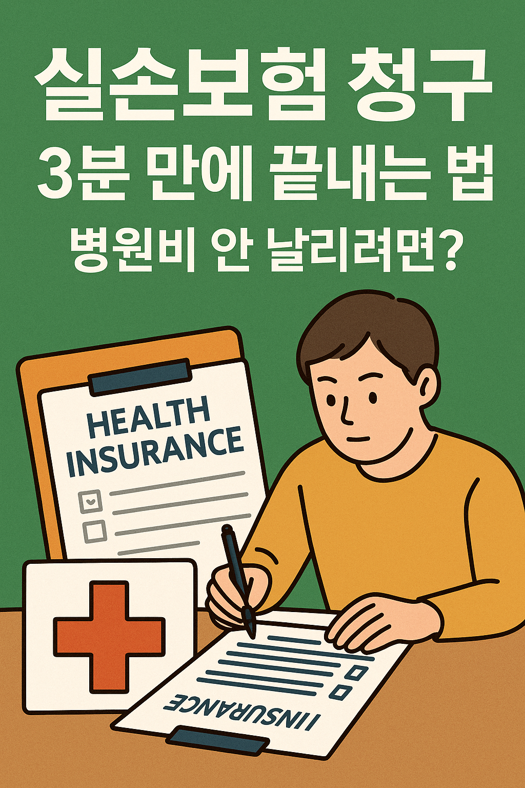 실손보험 청구 방법을 설명하는 일러스트, 3분 만에 병원비 돌려받는 팁 안내