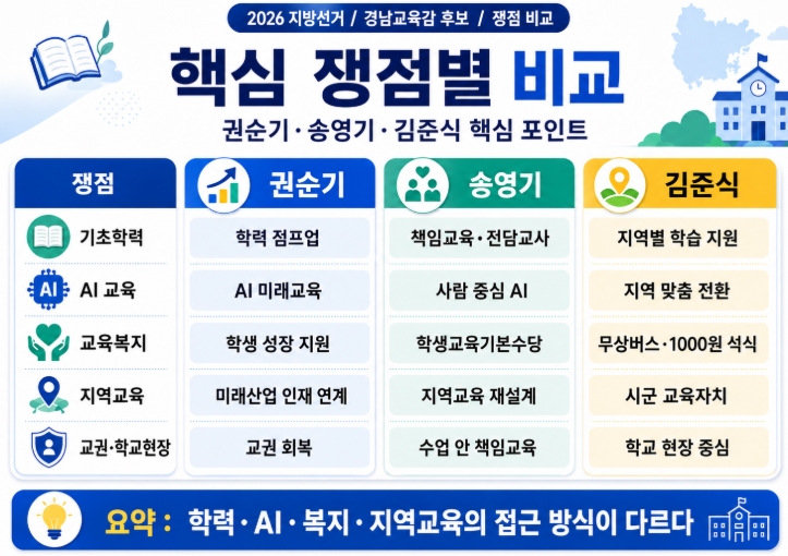 2026 경남교육감 후보 공약 비교