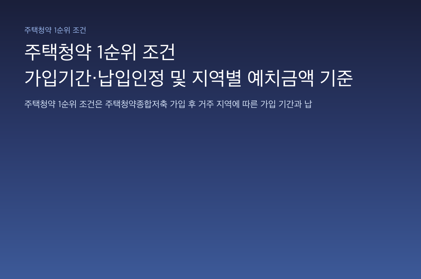 주택청약 1순위 조건 &mdash; 가입기간&middot;납입인정 및 지역별 예치금액 기준
