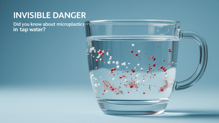 깨끗해 보이지만 미세플라스틱이 포함된 수돗물 이미지