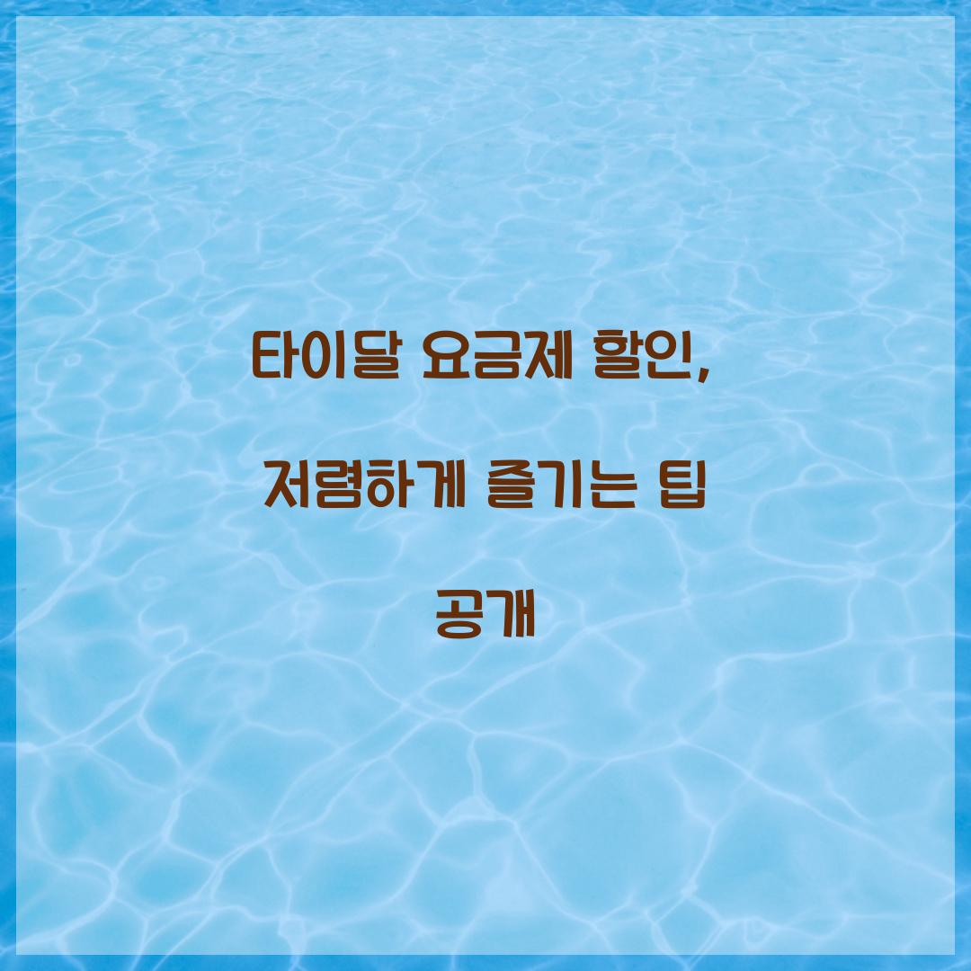 타이달 요금제 할인