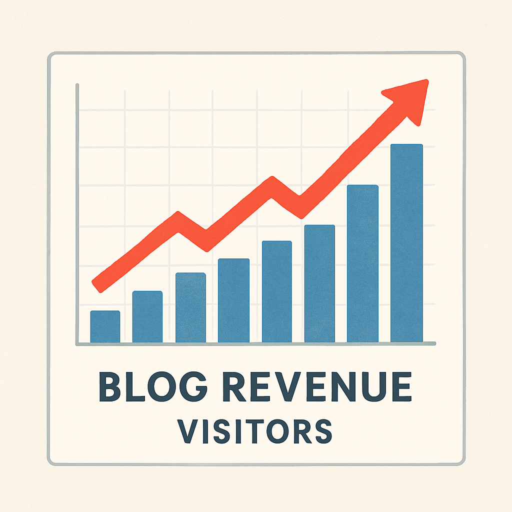 데이터 분석을 통해 꾸준히 성장하는 블로그 수익 그래프 우상향하는 블로그 수익 및 방문자 수 그래프. 노력의 결실을 상징 블로그 수익 분석을 통한 성장 그래프