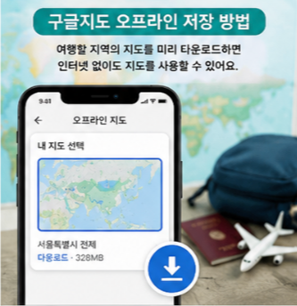 구글지도 다운로드 오프라인 저장 방법