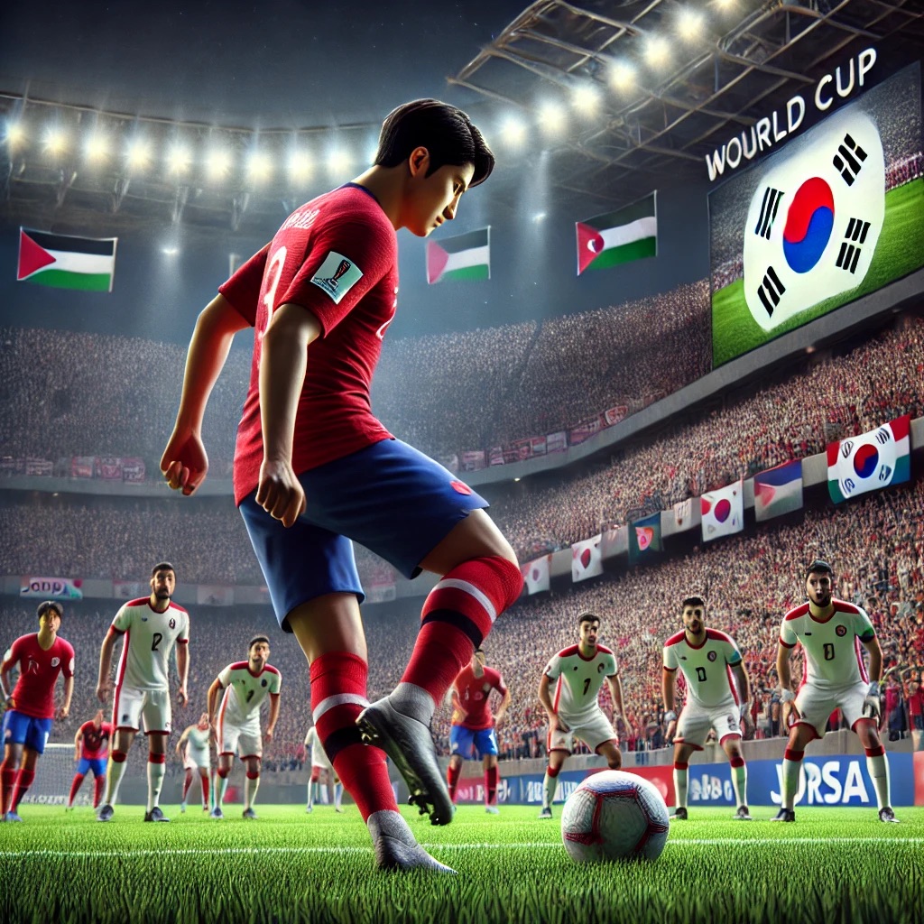 한국, 요르단 축구 중계, 선수명단 '2026 북중미 월드컵 3차 예선' 경기 ai 이미지