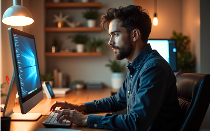 집에서 업무하는 남성
