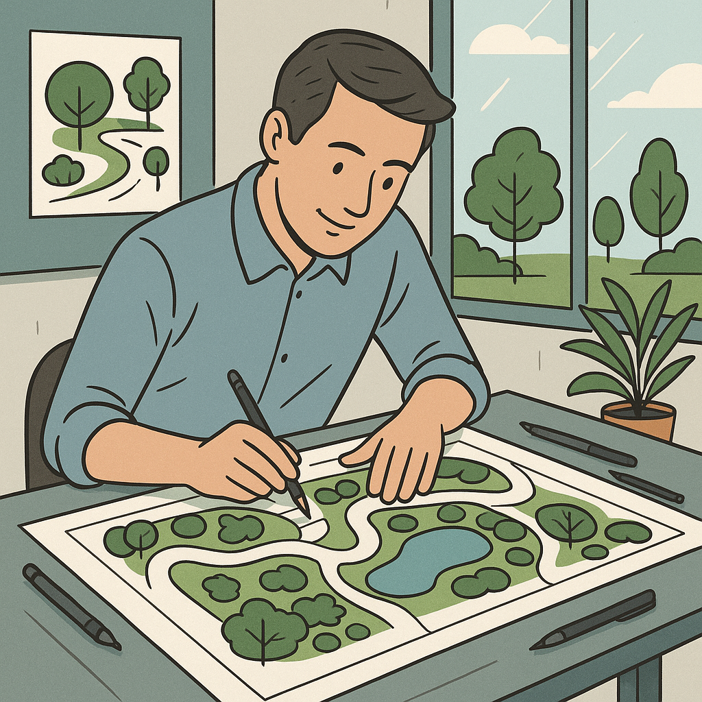 조경 설계하는 이미지