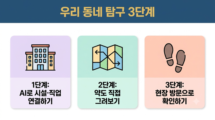 우리 동네 탐구 3단계 인포그래픽