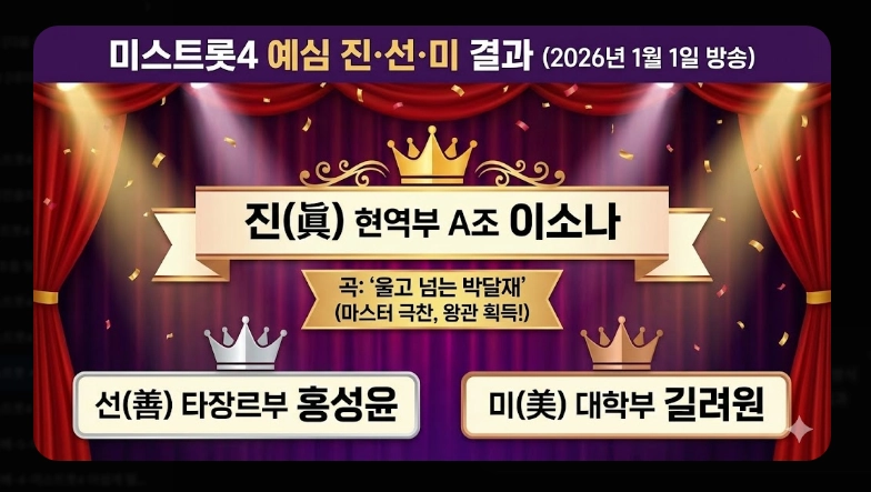 미스트롯 우승자 총정리 [시즌1~4] 송가인&middot;양지은&middot;정서주 및 2026년 현황