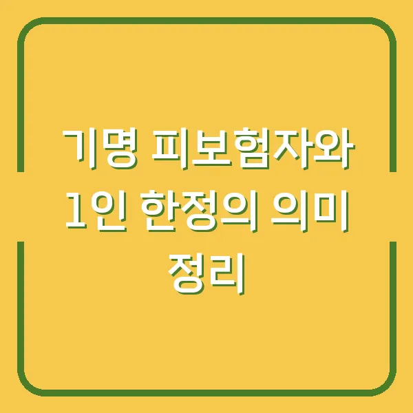 기명 피보험자와 1인 한정의 의미 정리