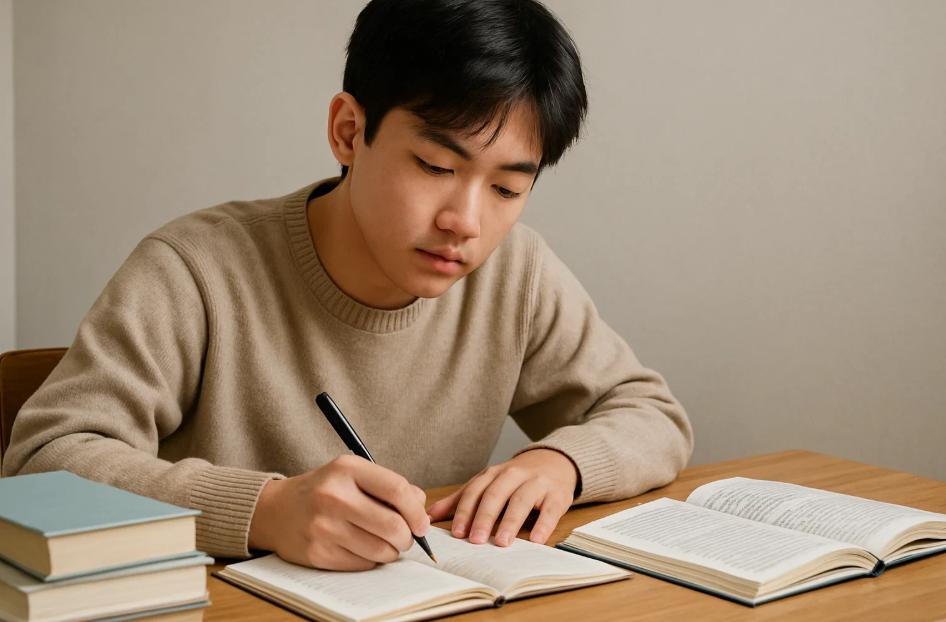 공부하는 수험생 사진