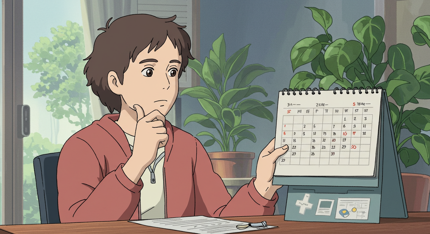 건강검진 결과와 경과 기간을 확인하는 사람