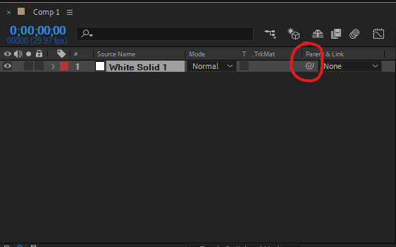 Parent &Link탭에 있는 돼지꼬리 아이콘 Pick whip