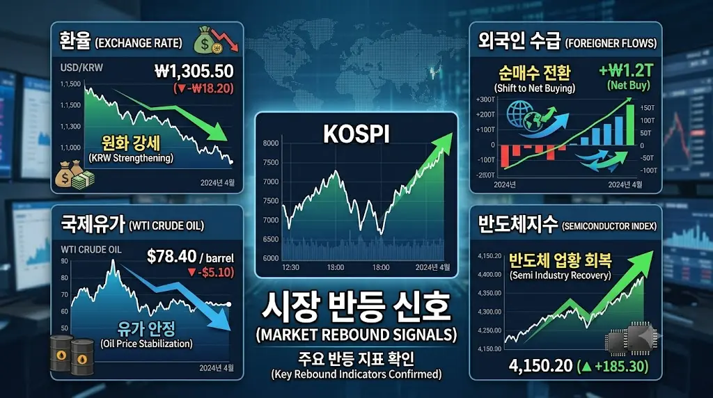 환율과 외국인 수급, 국제유가와 반도체지수로 확인하는 주식시장 반등 신호