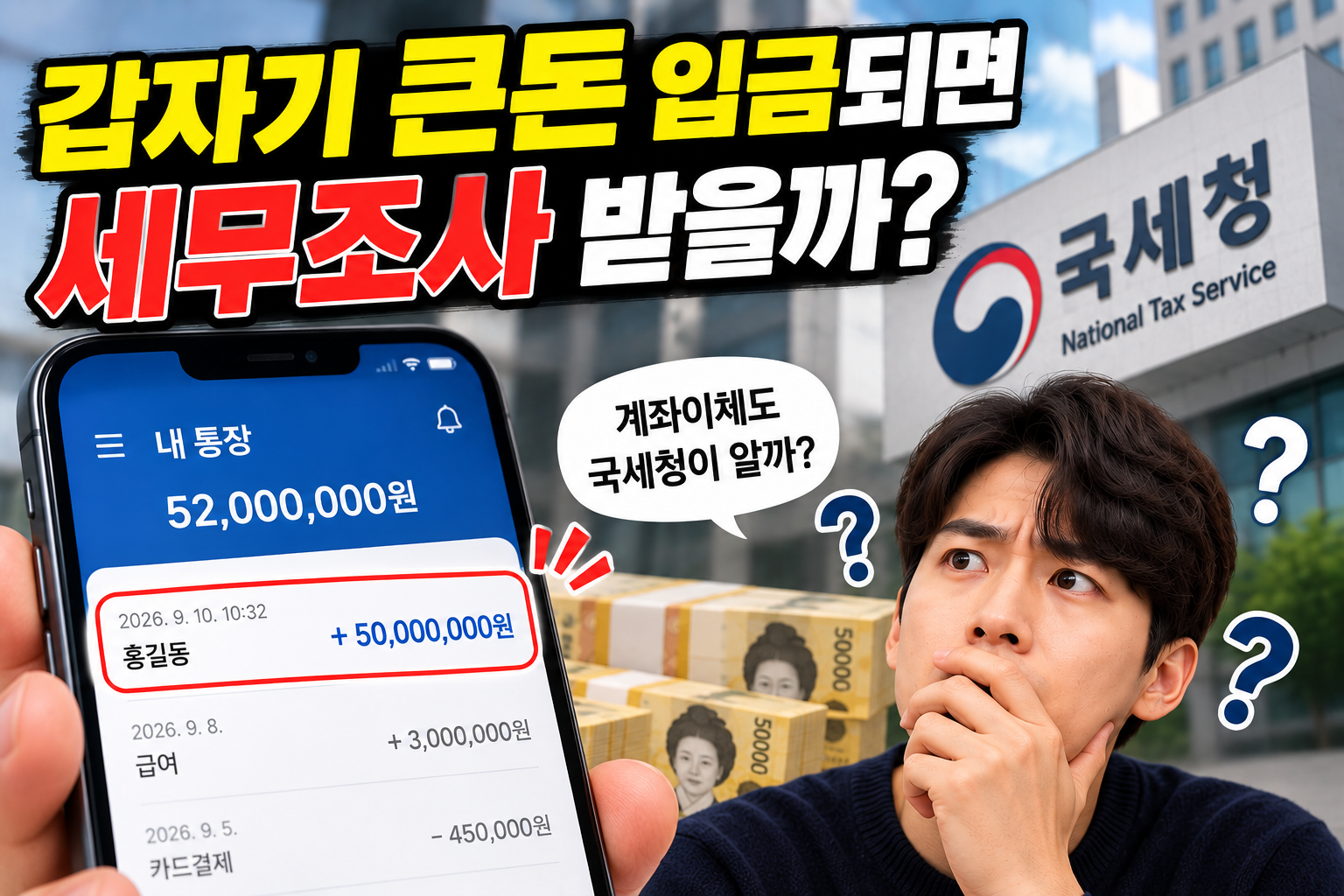 갑자기 큰돈 입금되면 세무조사 받을까?