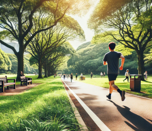 공원을 러닝하고 있는 사람