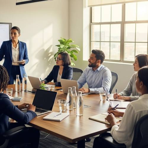 회의하는 사진으로 거버넌스를 예시하는 사진