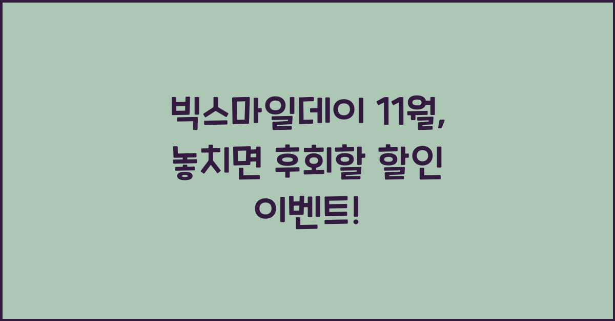 빅스마일데이 11월