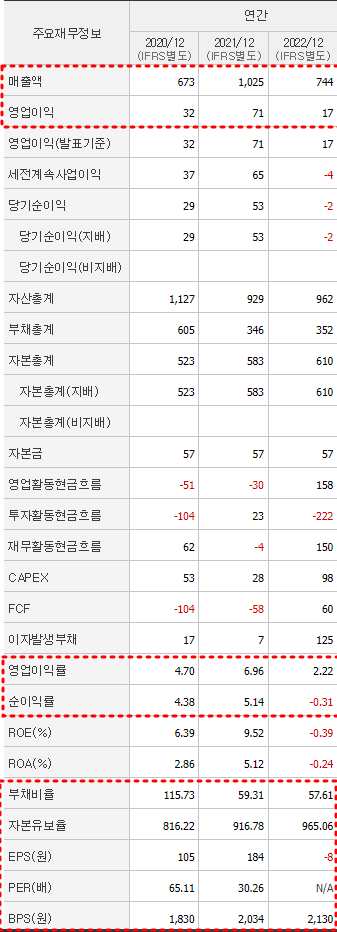 빅텍 재무제표