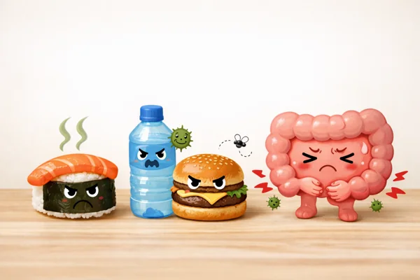 오염된 음식으로 인한 장염 표현