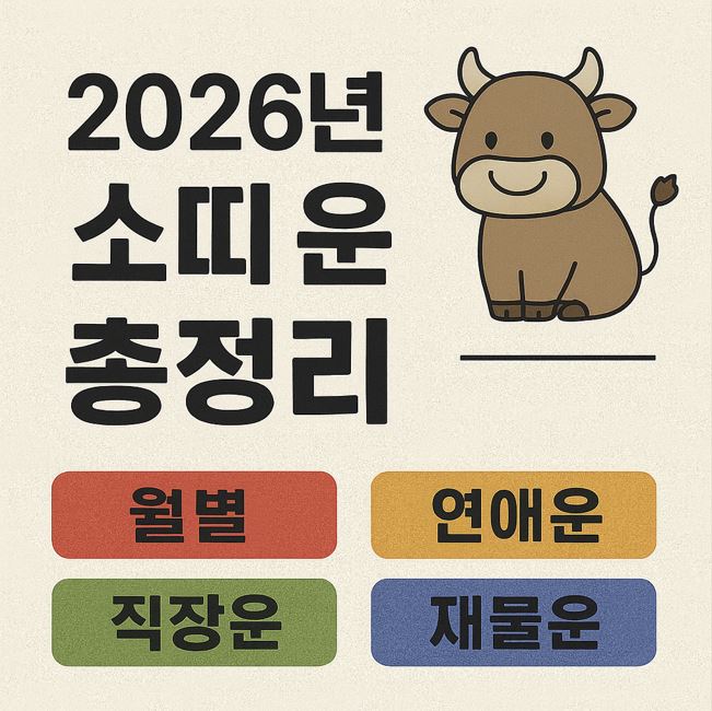 2026년 소띠 운세 (월별&middot;연애운&middot;재물운&middot;직장운)최신