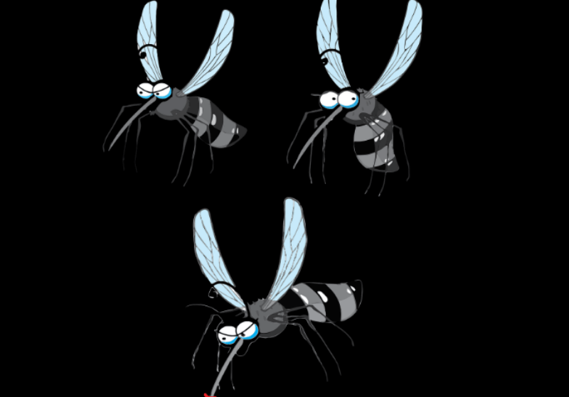 모기 세 마리가 날아다니는 그림