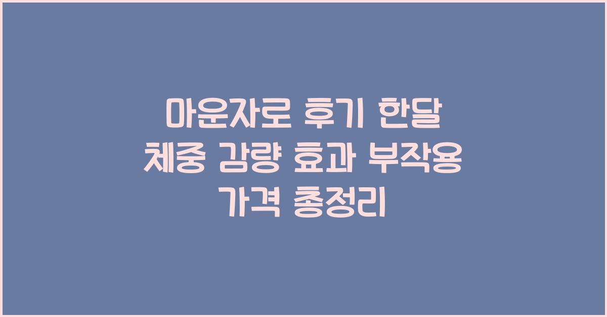 마운자로 후기