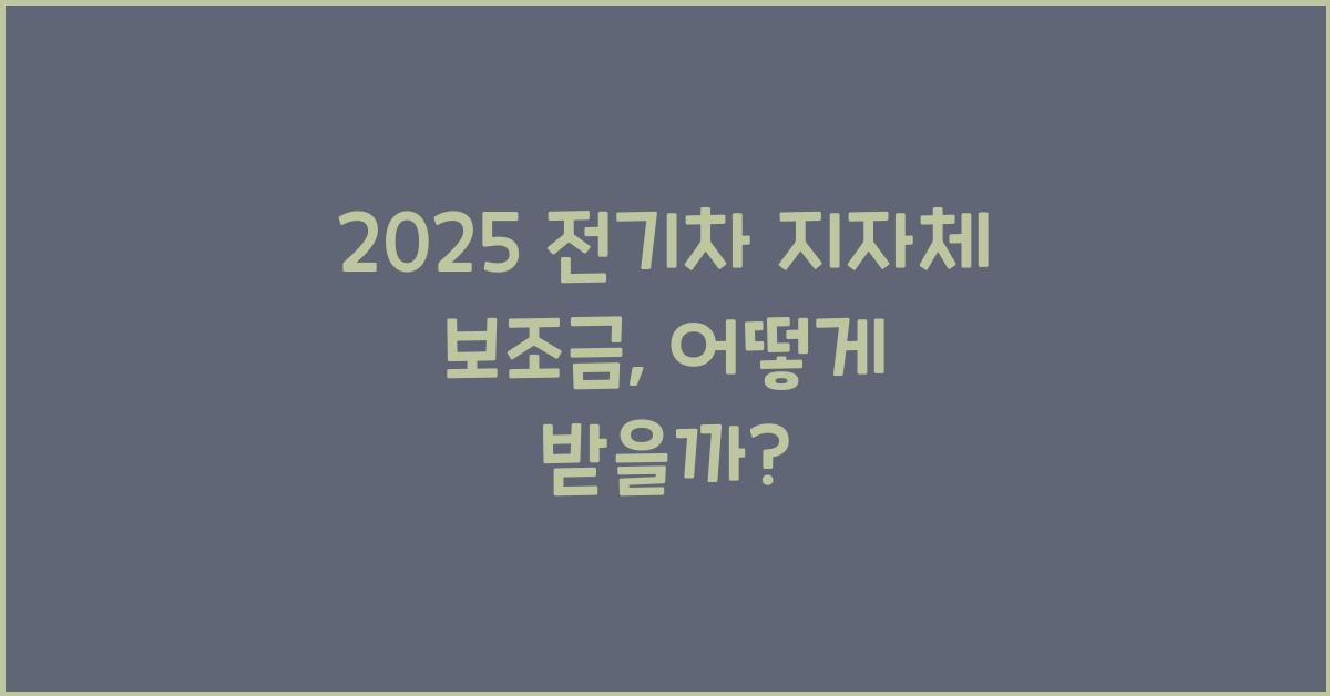 2025 전기차 지자체 보조금
