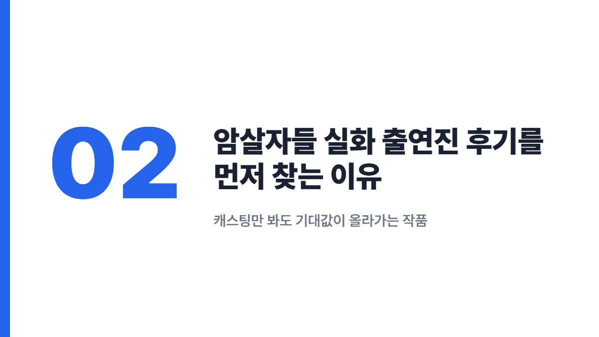 암살자들 실화 출연진 후기를 먼저 찾는 이유 — 캐스팅만 봐도 기대값이 올라가는 작품