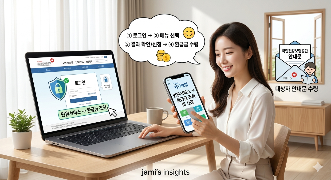 건강보험 환급금 조회 방법을 설명하는 이미지