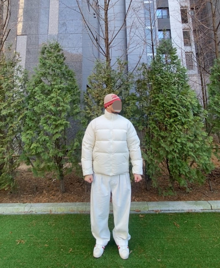 데일리룩('25. 12. 11.)오가프 노르딕패턴 울비니 니트비니 빈티지비니, 라퍼지스토어 미니멀 푸퍼 다운 숏패딩 점퍼, 무신사스탠다드 벌룬 팬츠, 아디다스 슈퍼스타 82 레드