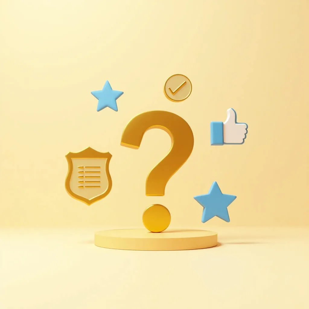 개인사업자 사업용 계좌가 의무인지 권장인지를 표현한 이미지. 밝은 크림 베이지 배경 중앙에 큰 골드 물음표 3D 아이콘이 있고, 왼쪽에는 복식부기의무자를 상징하는 골드 체크마크와 서류 아이콘, 오른쪽에는 간편장부대상자 권장을 나타내는 블루 별표와 추천 아이콘이 배치됨. 개인사업자 사업용 계좌 의무 대상 판정 기준을 시각적으로 설명하는 인포그래픽