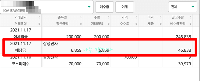 삼성전자 배당금-ISA 중개형 계좌