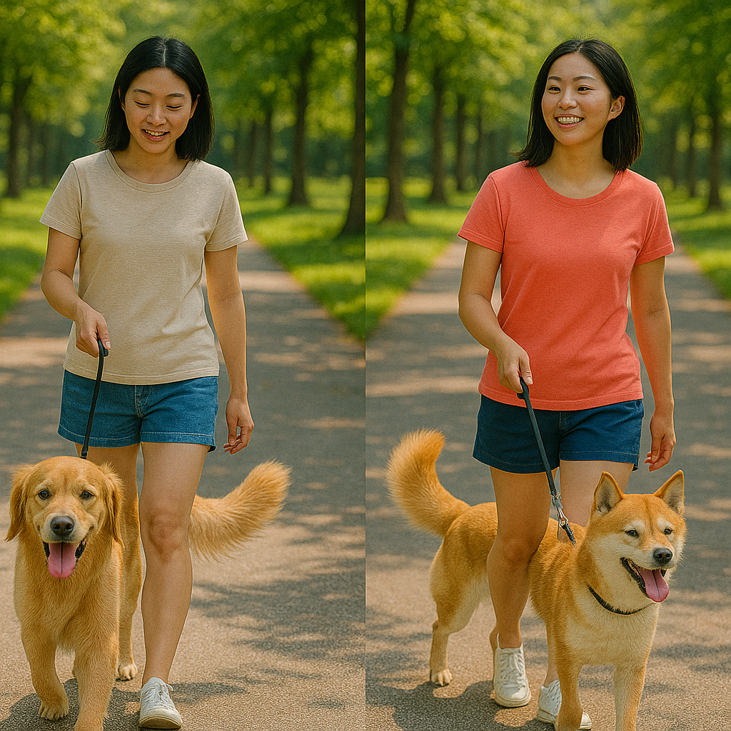 여름철 강아지 산책 사진