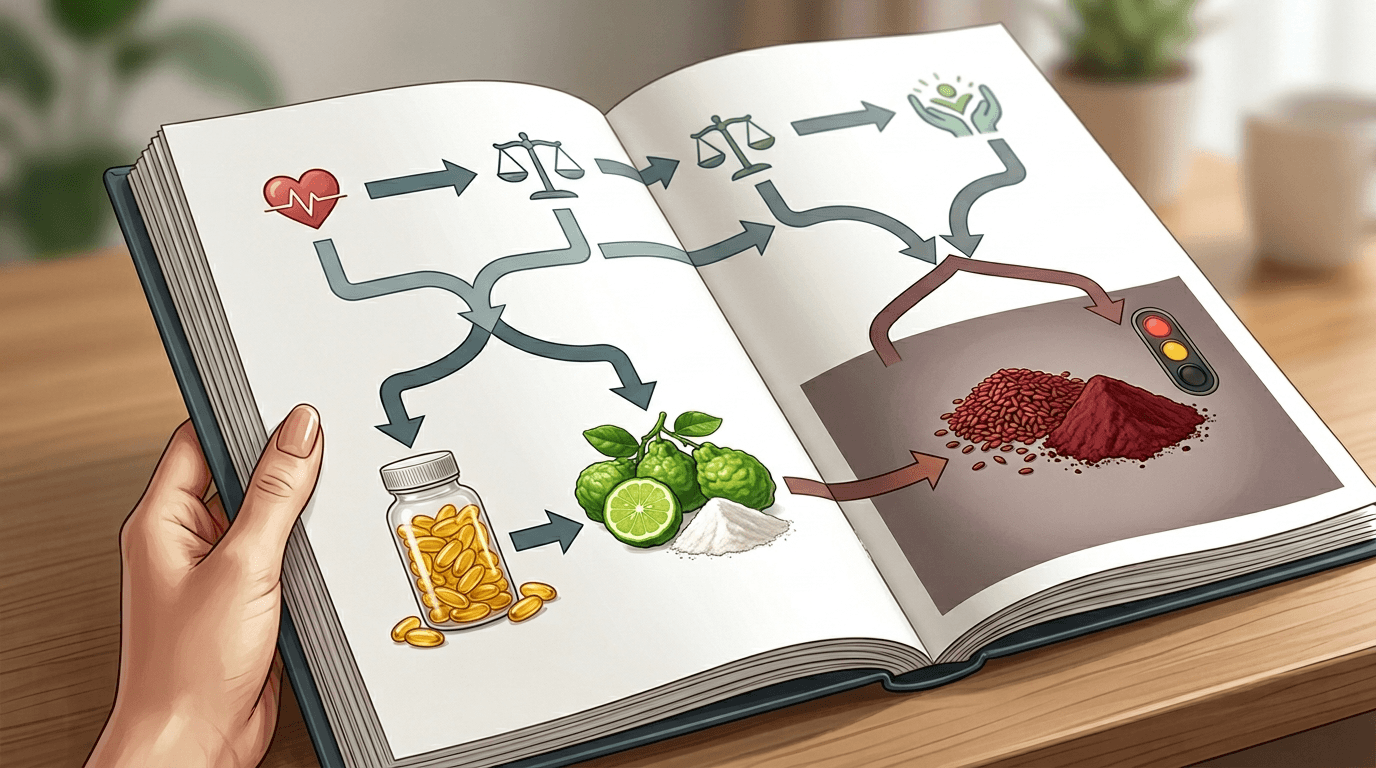 콜레스테롤 성분 선택 순서 3단계를 보여주는 흐름도