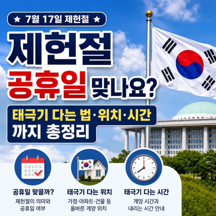 제헌절 공휴일 맞나요? 태극기 다는 법·위치·시간 까지 총정리1