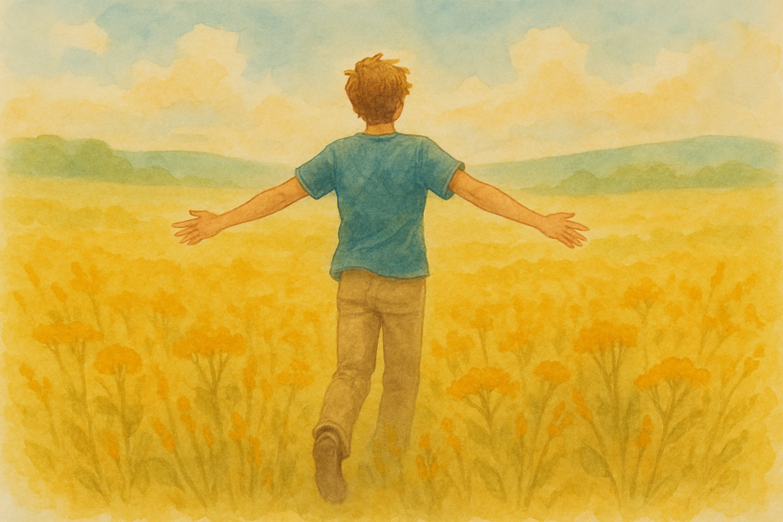 황금빛 들판속의 청년