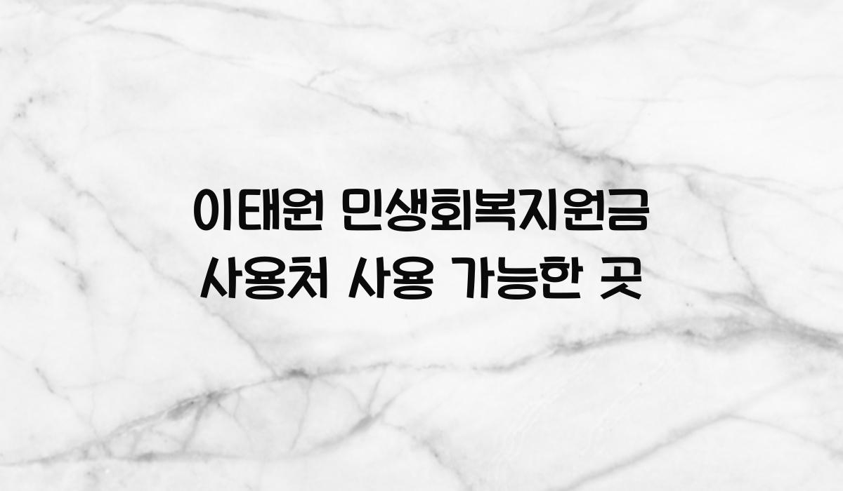 이태원 민생회복지원금 사용처 사용 가능한 곳