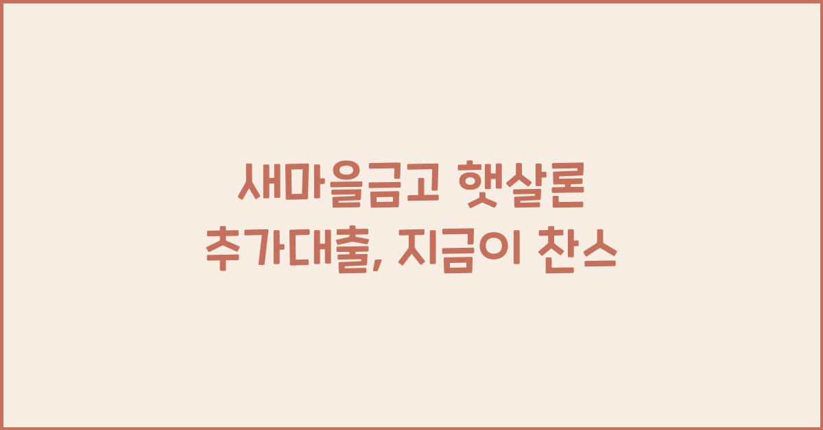 새마을금고 햇살론 추가대출