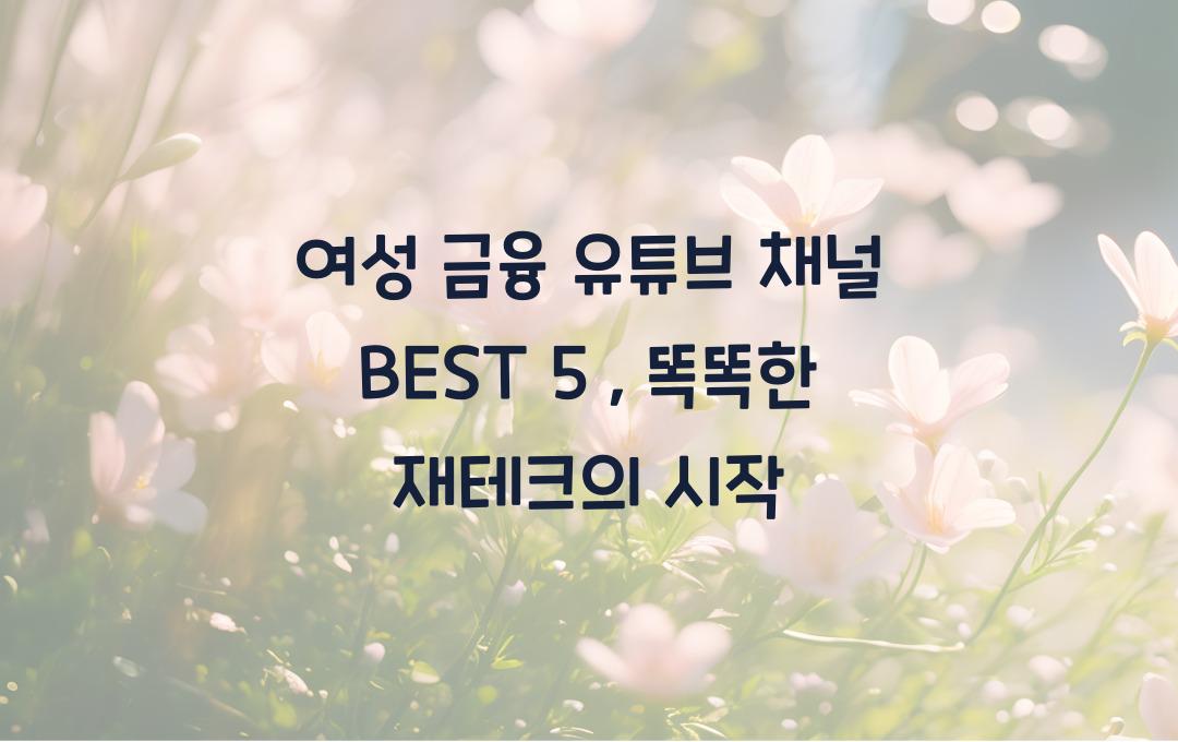 여성 금융 유튜브 채널 BEST 5