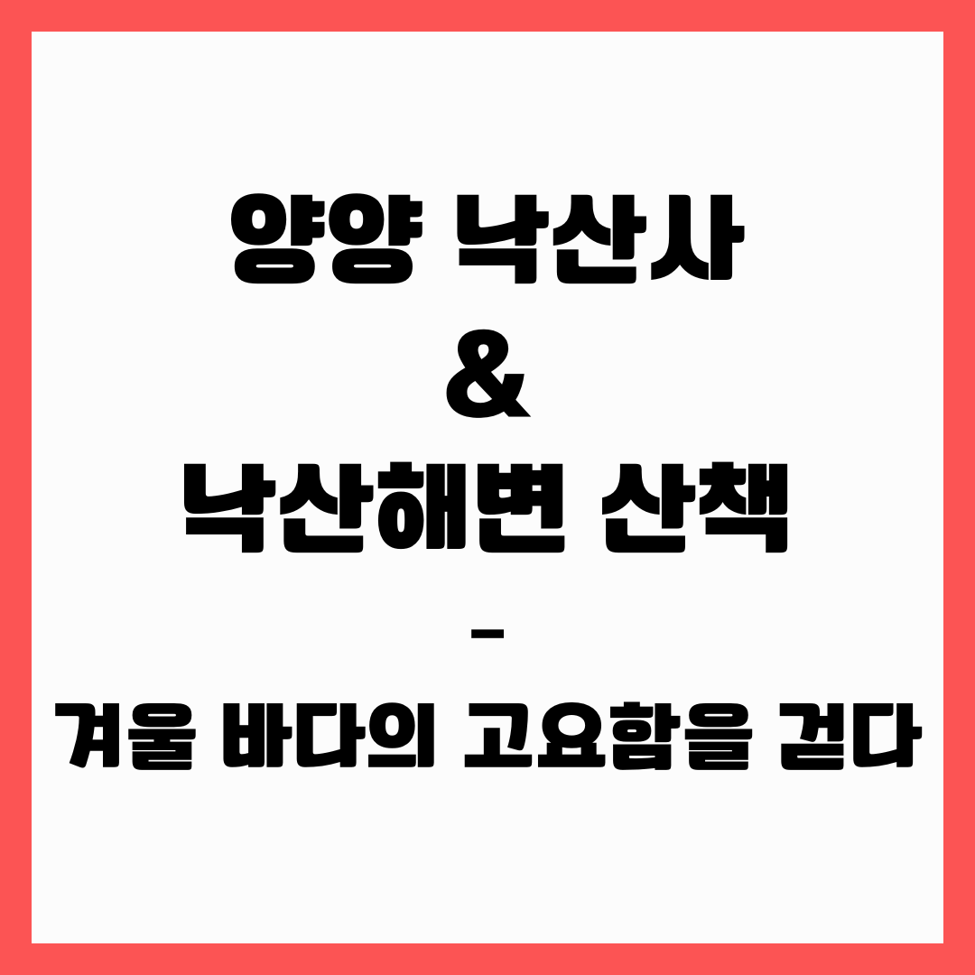 양양 낙산사 & 낙산해변 산책 – 겨울 바다의 고요함을 걷다