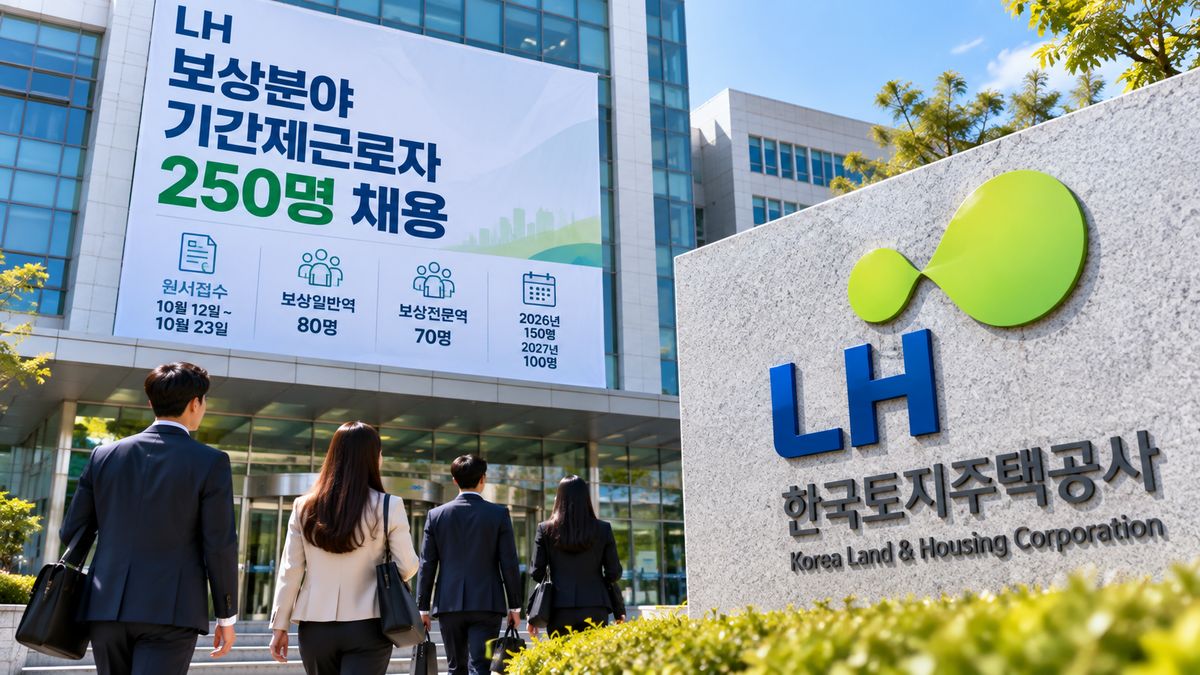 LH 보상분야 기간제근로자 250명 채용과 지원자를 표현한 채용 안내 이미지