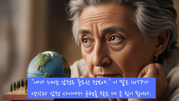 &ldquo;내가 느끼는 감정도 중요한 정보야.&rdquo; 이 말은 INTP가 생각과 감정 사이에서 균형을 찾는 데 큰 힘이 됩니다에 관한 사진입니다.
