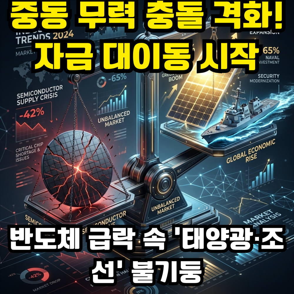 6월 10일 중동 전쟁 리스크 발생에 따른 코스피 반도체 하락 및 대체에너지 조선 관련주 반등 시황