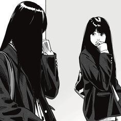 검정-슈트를-입고-가방을-맨-학생이-거울을-바라보는-흑백-일러스트