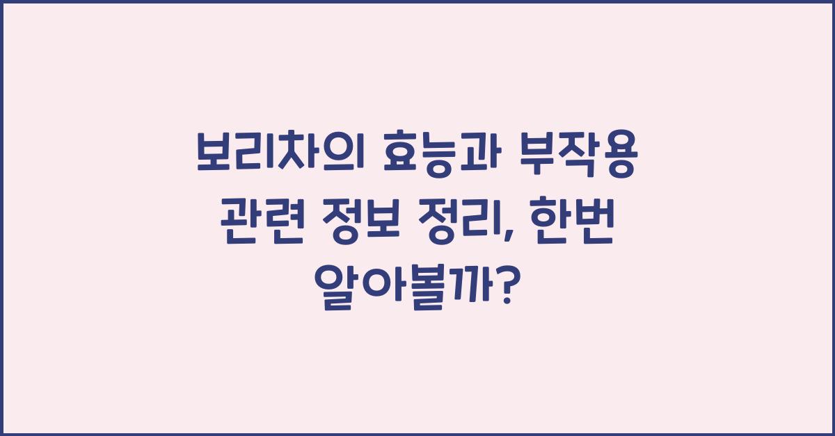 보리차의 효능과 부작용 관련 정보 정리  