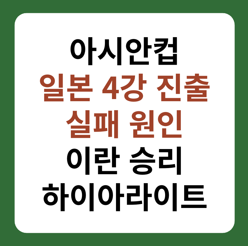 아시안컵 일본 4강 진출 좌절, 이란 승리 8강 하이라이트 대표 이미지