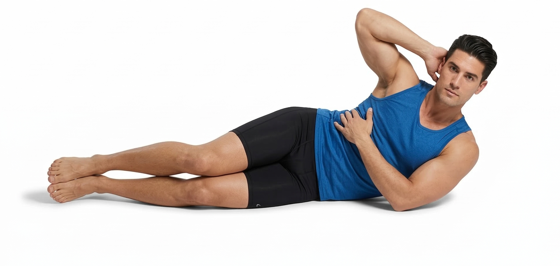 사이드 크런치 수축 동작"